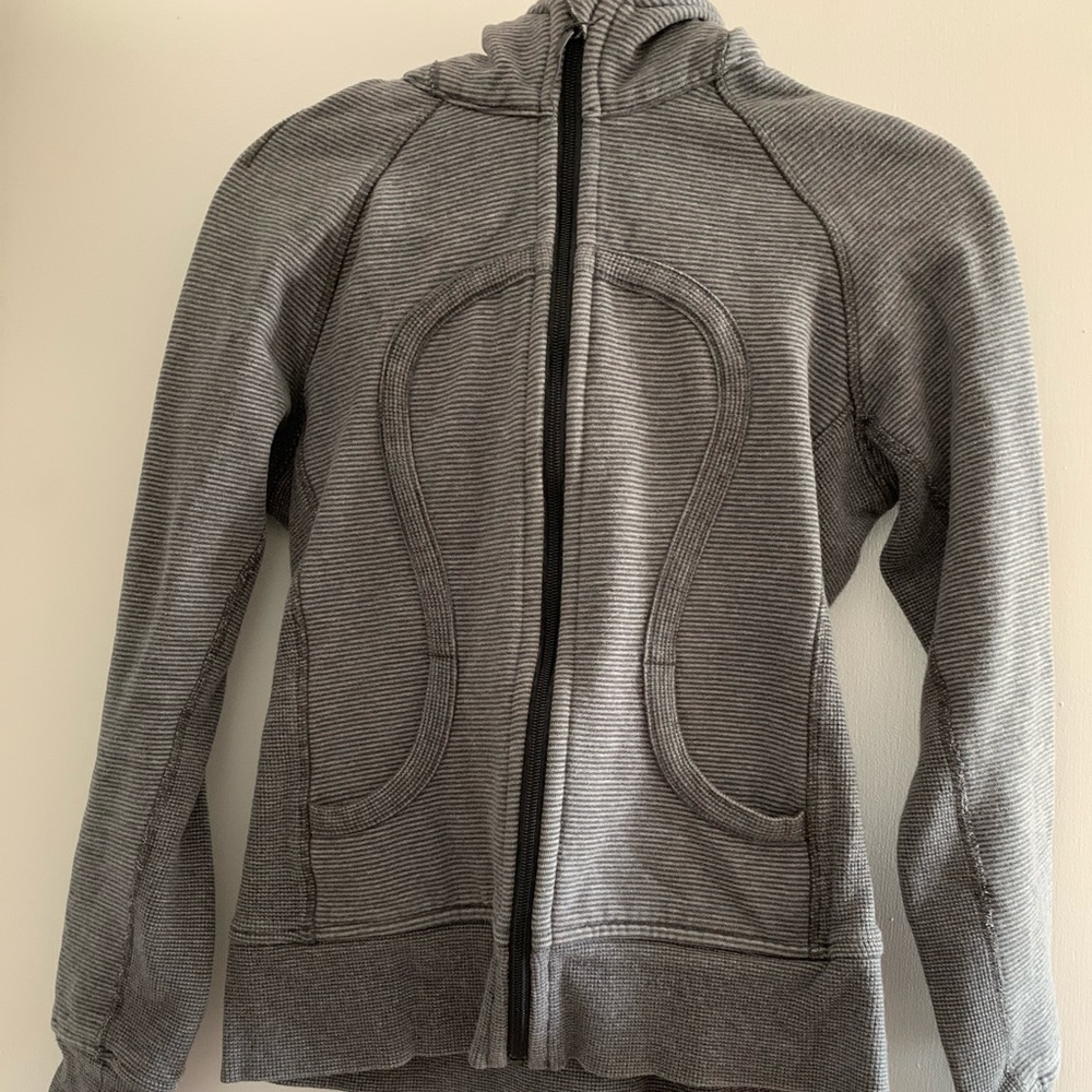Vintage Lululemon Zip Up, Sz 6, Gray Stripes